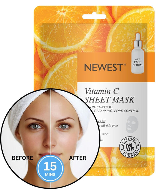 NEWEST VITAMIN C FACE SHEET MASK WITH EXTRA SERUM