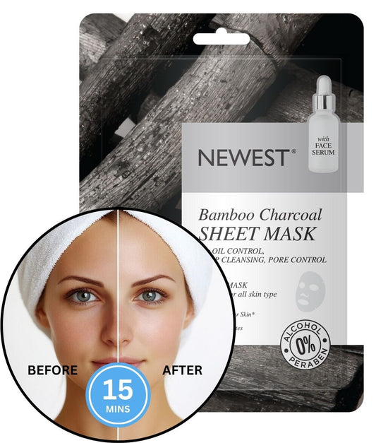 NEWEST BAMBOO CHARCOAL SHEET MASK WITH EXTRA SERUM