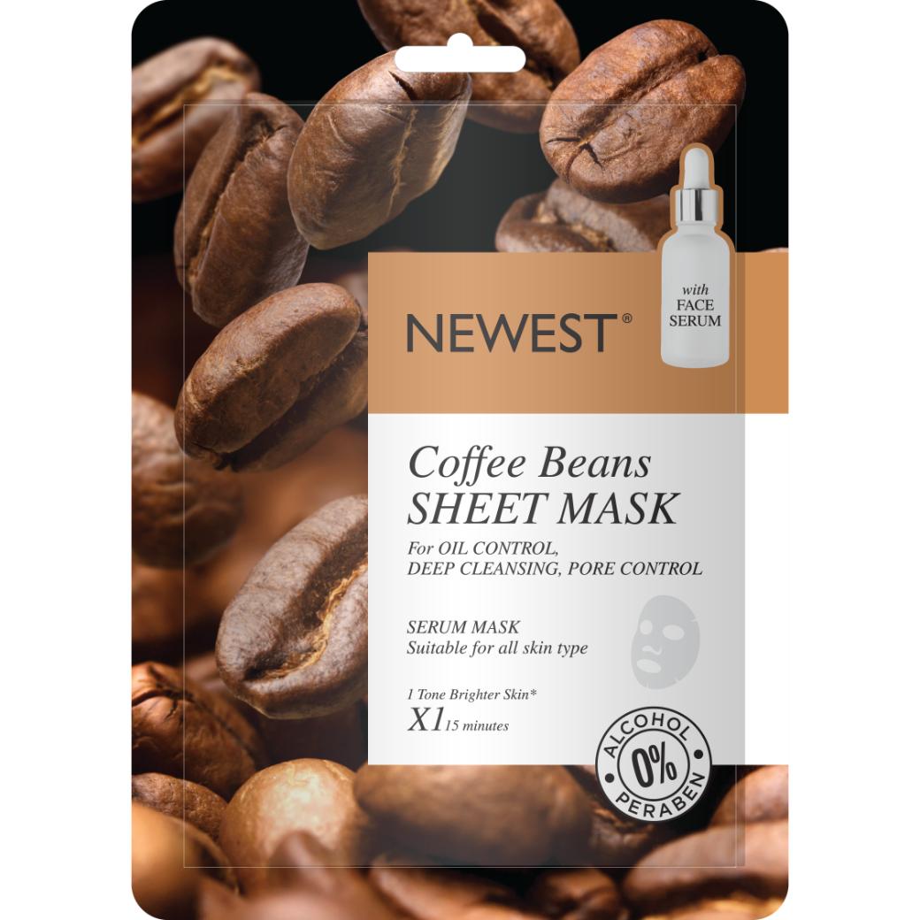 NEWEST COFFEE BEANS FACE SHEET MASK WITH EXTRA SERUM